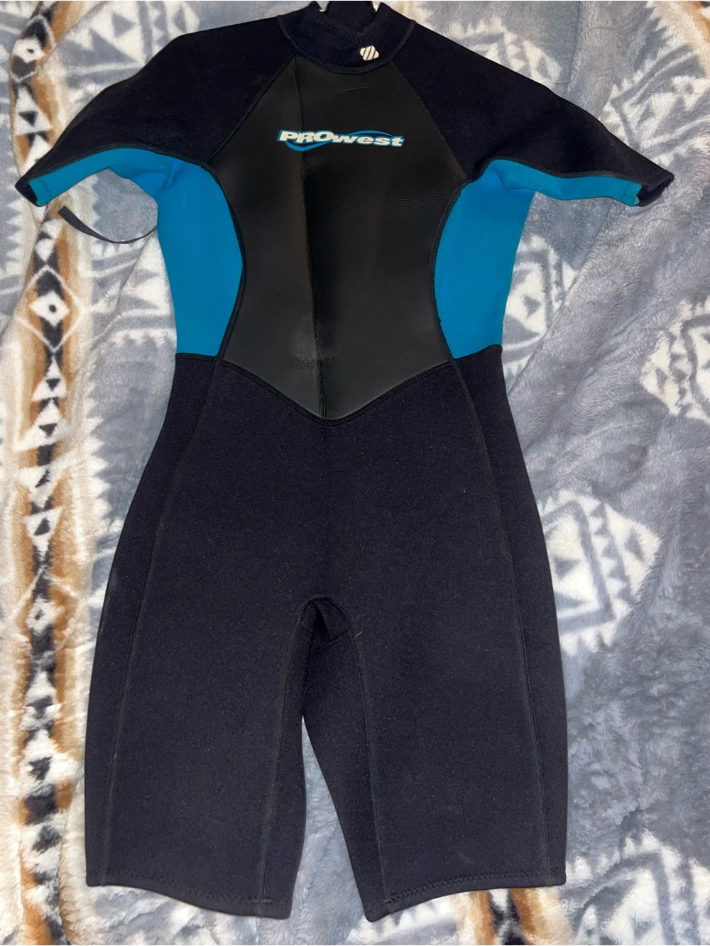 ProWest Kids/Womens Short Sleeve Neoprene Wetsuit in Teal and Black
